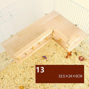 Natural Wood Hamster Playground Swing Fence Toy-3