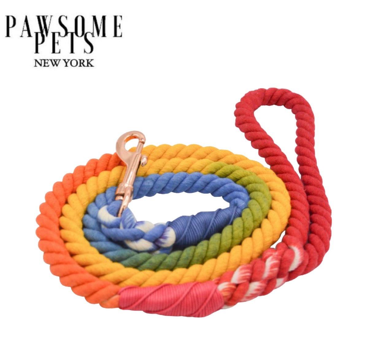 ROPE LEASH - DARK RAINBOW-0