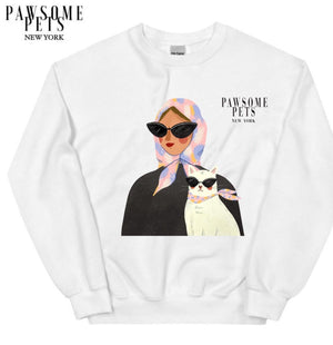 SWEATSHIRT - FASHION WITH CAT - LIGHT PINK-0