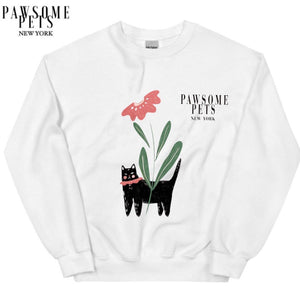 SWEATSHIRT - BLACK CAT WITH FLOWER-0