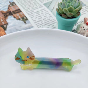 PAWSOME PETS NEW YORK Hand-painted Cat with Pearl Necklace Hair Clip all colors | Eco-Friendly-3