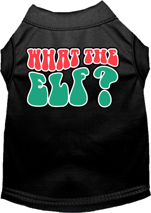 Christmas Pet Dog and Cat Shirt Screen Printed, "What The Elf"-14