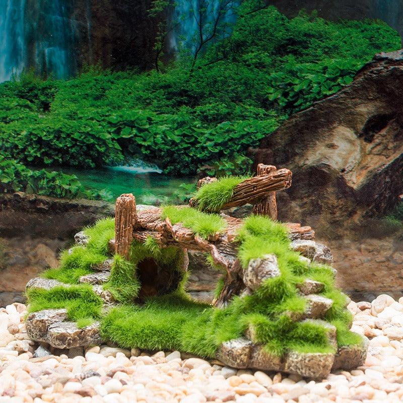 Landscape Stone Flocking Resin Aquarium Decoration-5