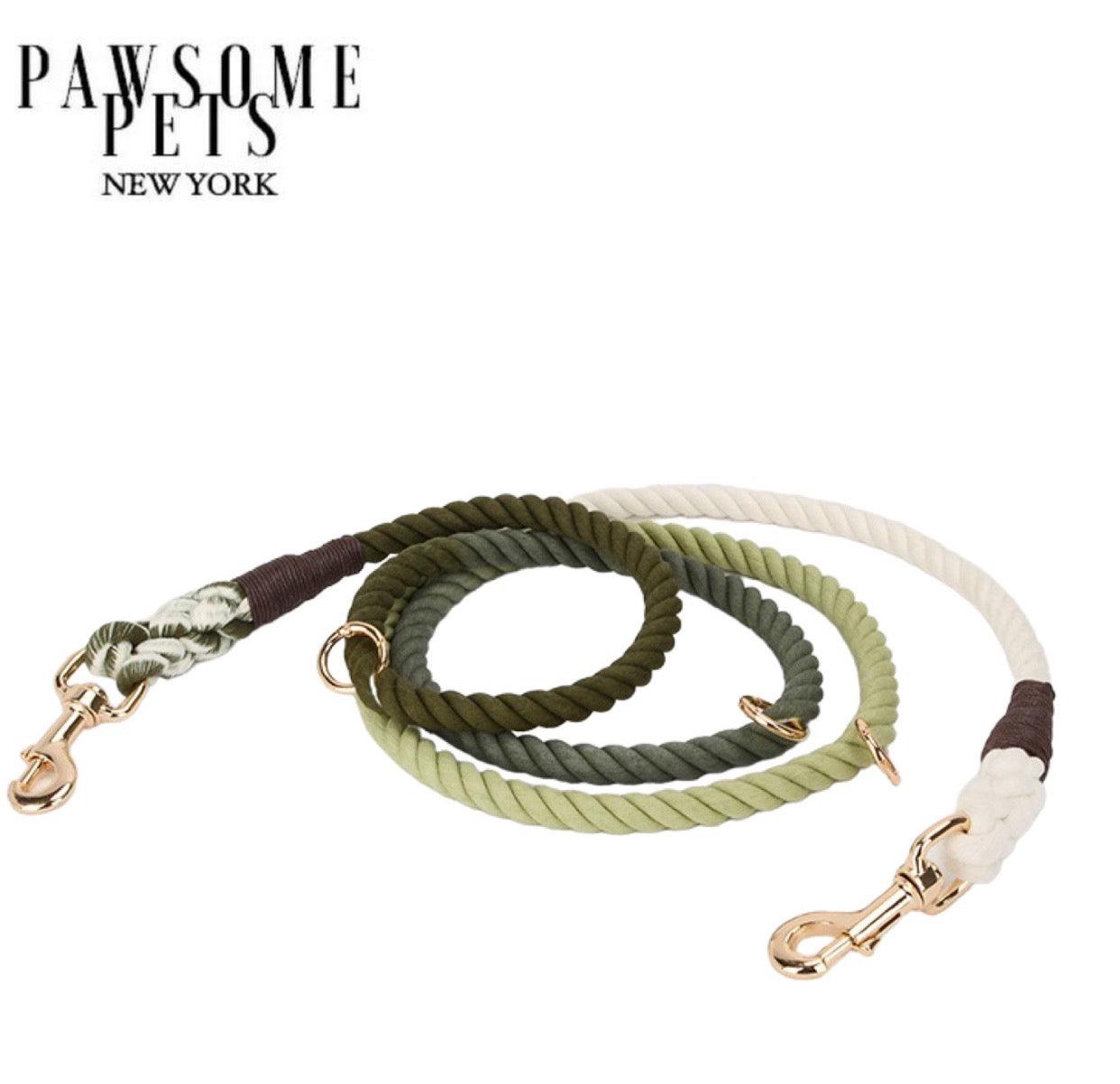 HANDS FREE DOG ROPE LEASH - OMBRE DARK OLIVE GREEN-0