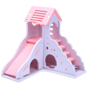 Colorful Wooden Hamster Sleeping Nest With Slide Toy And Small Bed-9