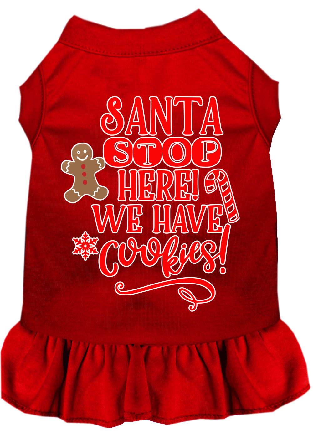 Christmas Pet Dog & Cat Dress Screen Printed, "Santa Stop Here, We Have Cookies"-7