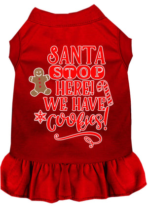 Christmas Pet Dog & Cat Dress Screen Printed, "Santa Stop Here, We Have Cookies"-7