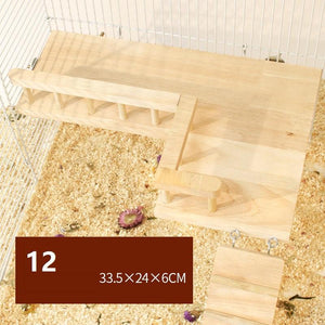 Natural Wood Hamster Playground Swing Fence Toy-6