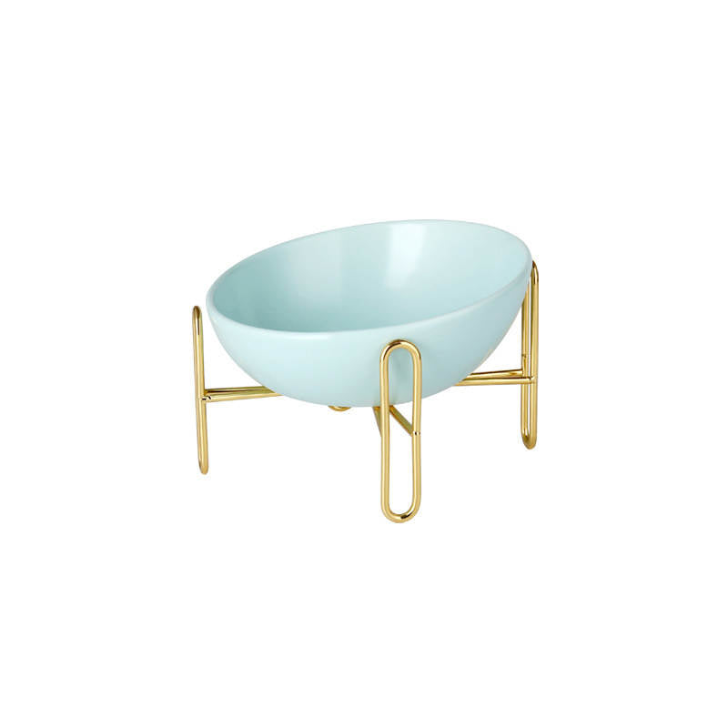 Bronze Stand Ceramic Pet Bowl in Tiffany-0