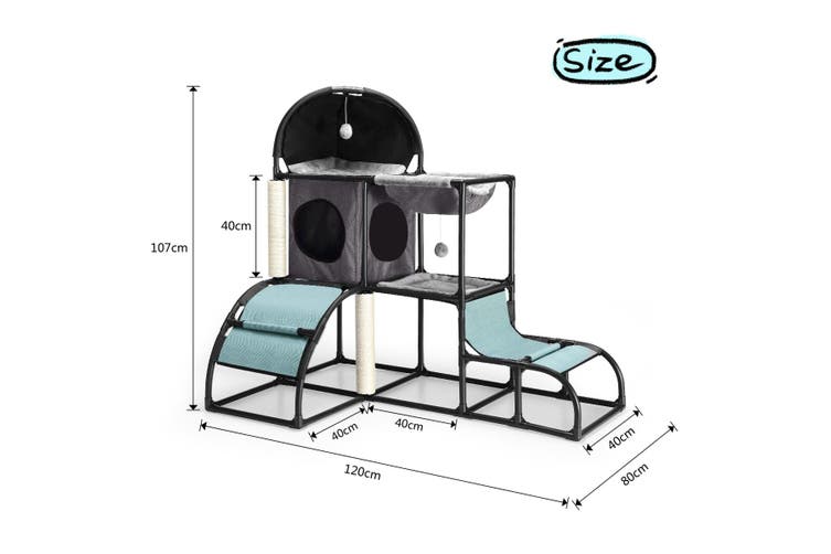 Cat Tree Tower Kit Hammock Scratching Post with Climbing Tree-2