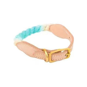 Luxe Royal Leather Rope Collar - Ocean-0