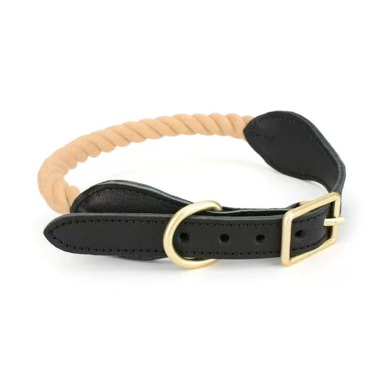 Luxe Royal Leather Rope Collar - Noir-0