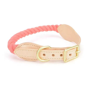 Luxe Royal Leather Rope Collar - Peach-0