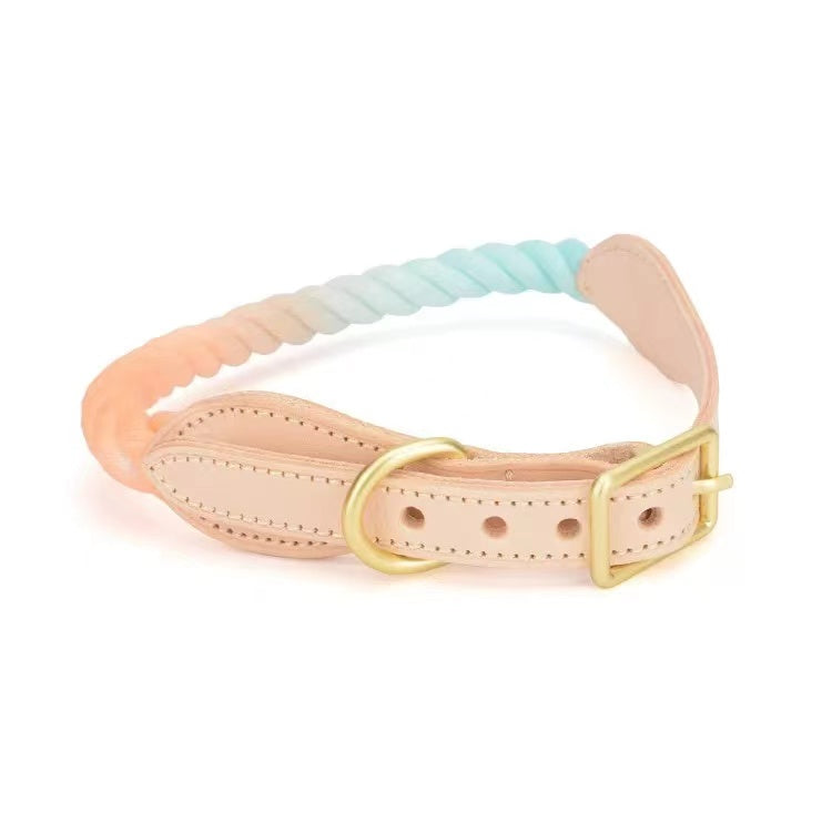 Luxe Royal Leather Rope Collar - Sunset-0