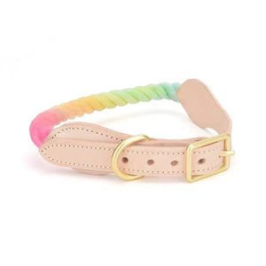 Luxe Royal Leather Rope Collar - Classic Rainbow-0