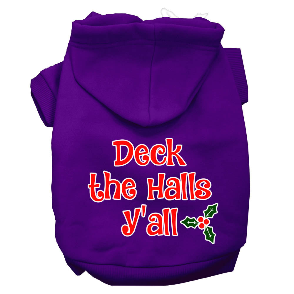 Christmas Pet Dog & Cat Hoodie Screen Printed, "Deck the Halls Y'all"-13