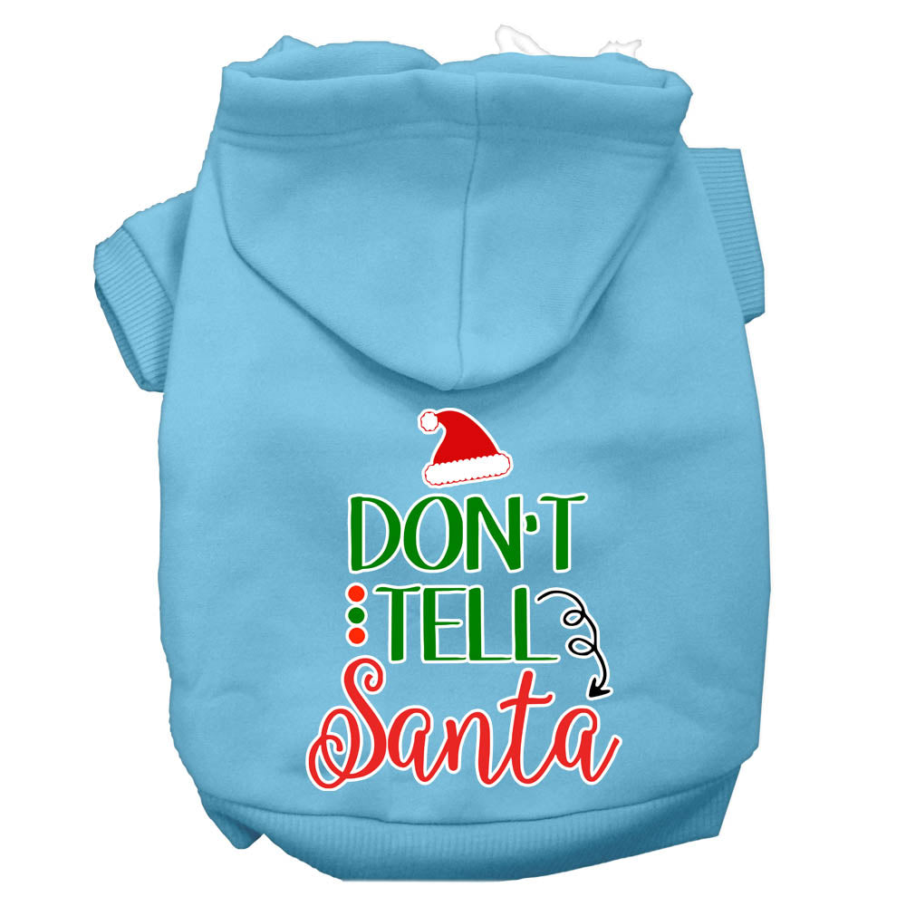 Christmas Pet Dog & Cat Hoodie Screen Printed, "Don't Tell Santa"-5