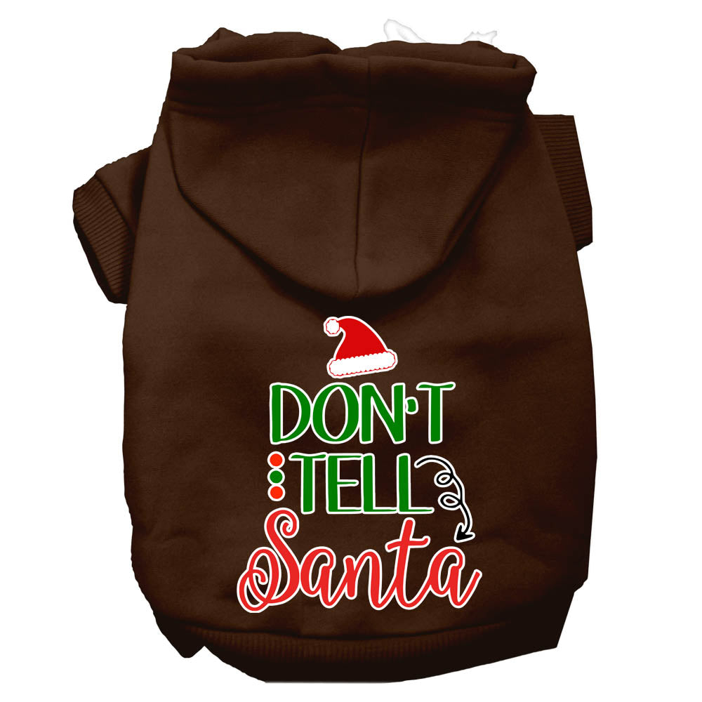 Christmas Pet Dog & Cat Hoodie Screen Printed, "Don't Tell Santa"-9