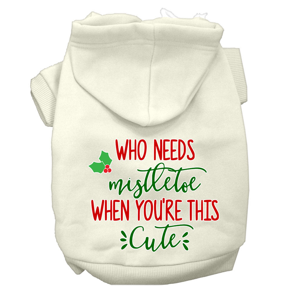 Christmas Pet Dog & Cat Hoodie Screen Printed, "Who Needs Mistletoe When You're This Cute"-11