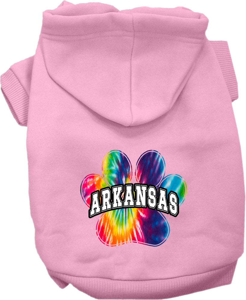 Pet Dog & Cat Screen Printed Hoodie for Medium to Large Pets (Sizes 2XL-6XL), "Arkansas Bright Tie Dye"-8