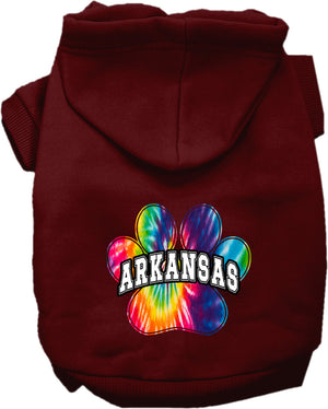 Pet Dog & Cat Screen Printed Hoodie for Medium to Large Pets (Sizes 2XL-6XL), "Arkansas Bright Tie Dye"-10