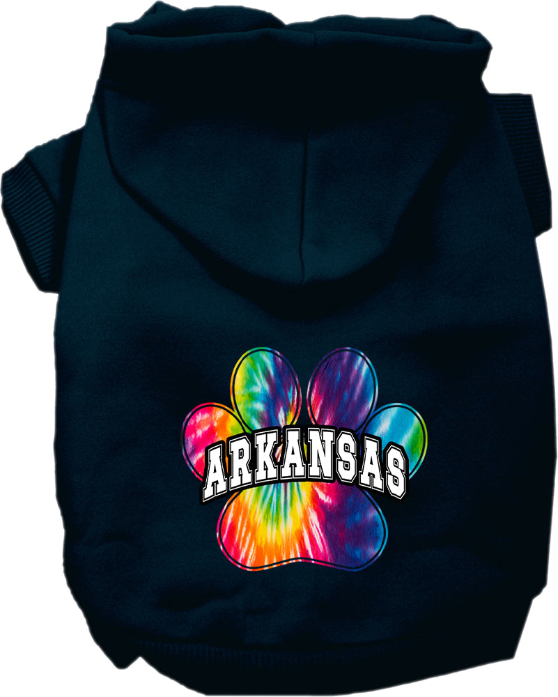 Pet Dog & Cat Screen Printed Hoodie for Medium to Large Pets (Sizes 2XL-6XL), "Arkansas Bright Tie Dye"-11