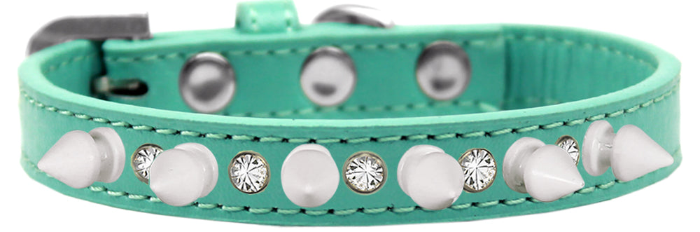 Pet and Dog Spike Collar, "Clear Crystals & White Spikes"�-5