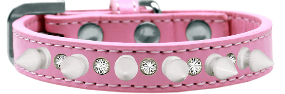 Pet and Dog Spike Collar, "Clear Crystals & White Spikes"�-6