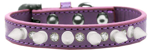 Pet and Dog Spike Collar, "Clear Crystals & White Spikes"�-7