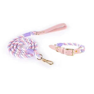 Luxe Royal Leather Rope Leash and Collar Set - Sweet Dream-0