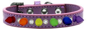 Pet and Dog Spike Collar, "Clear Crystals & Rainbow Spikes”-7