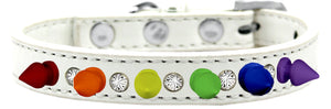 Pet and Dog Spike Collar, "Clear Crystals & Rainbow Spikes”-9