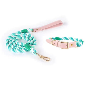 Luxe Royal Leather Rope Leash and Collar Set - Forest Love-0