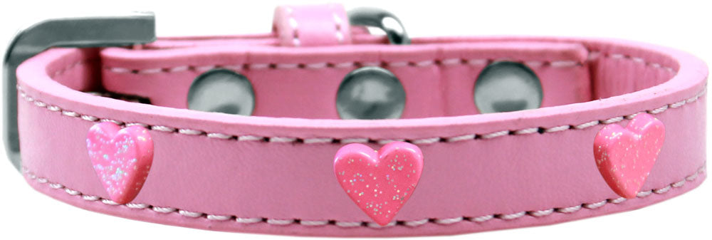 Dog, Puppy & Pet Widget Fashion Collar, "Pink Glitter Heart"-6