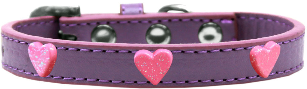 Dog, Puppy & Pet Widget Fashion Collar, "Pink Glitter Heart"-7