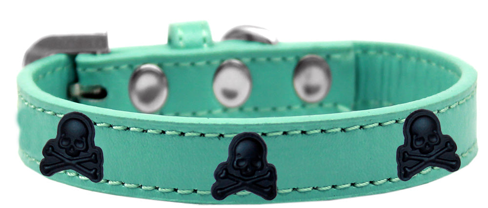 Dog, Puppy and Pet Widget Fashion Collar, "Black Skulls"-2