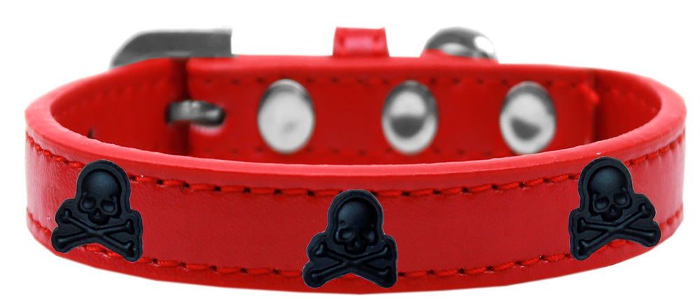 Dog, Puppy and Pet Widget Fashion Collar, "Black Skulls"-6