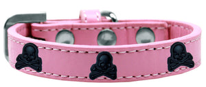 Dog, Puppy and Pet Widget Fashion Collar, "Black Skulls"-4