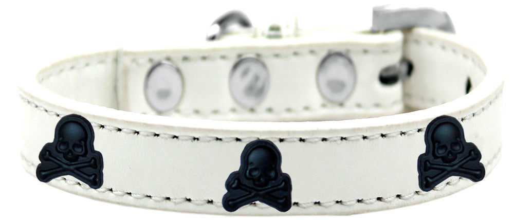 Dog, Puppy and Pet Widget Fashion Collar, "Black Skulls"-7