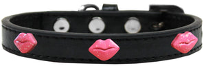 Dog, Puppy & Pet Widget Fashion  Collar, "Pink Glitter Lips"-6