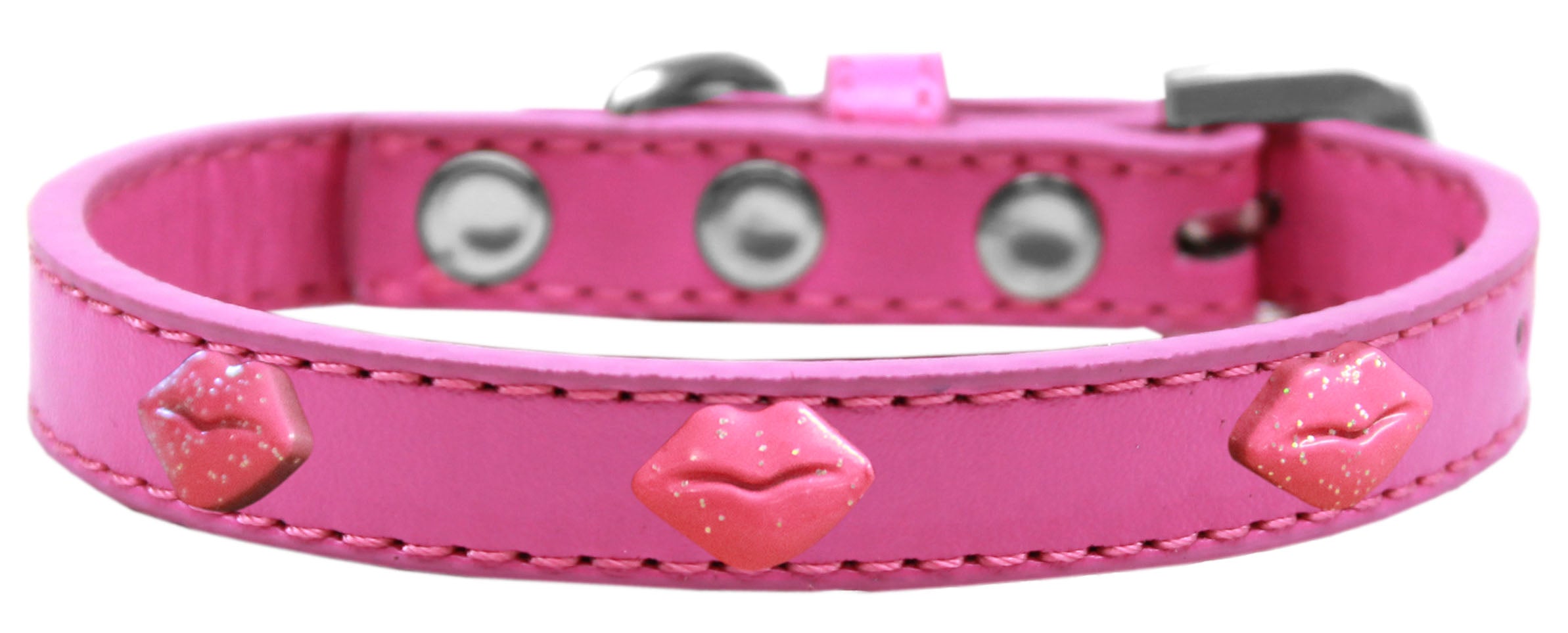 Dog, Puppy & Pet Widget Fashion  Collar, "Pink Glitter Lips"-7