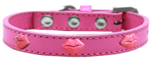 Dog, Puppy & Pet Widget Fashion  Collar, "Pink Glitter Lips"-7