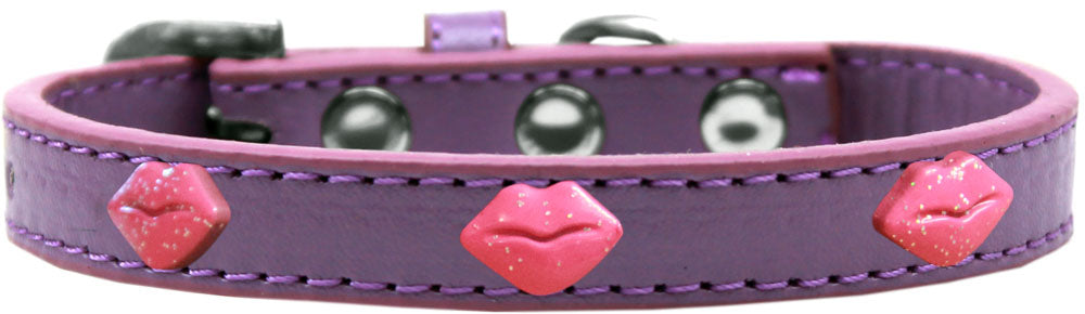 Dog, Puppy & Pet Widget Fashion  Collar, "Pink Glitter Lips"-9