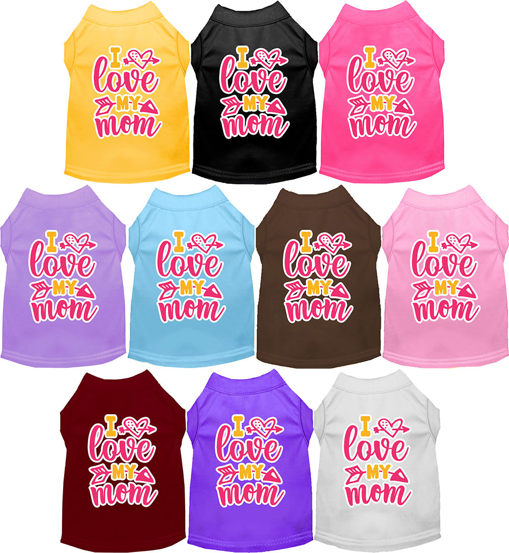 Adorable Cat or Dog Shirt for Pets "Pink I Love My Mom"-0