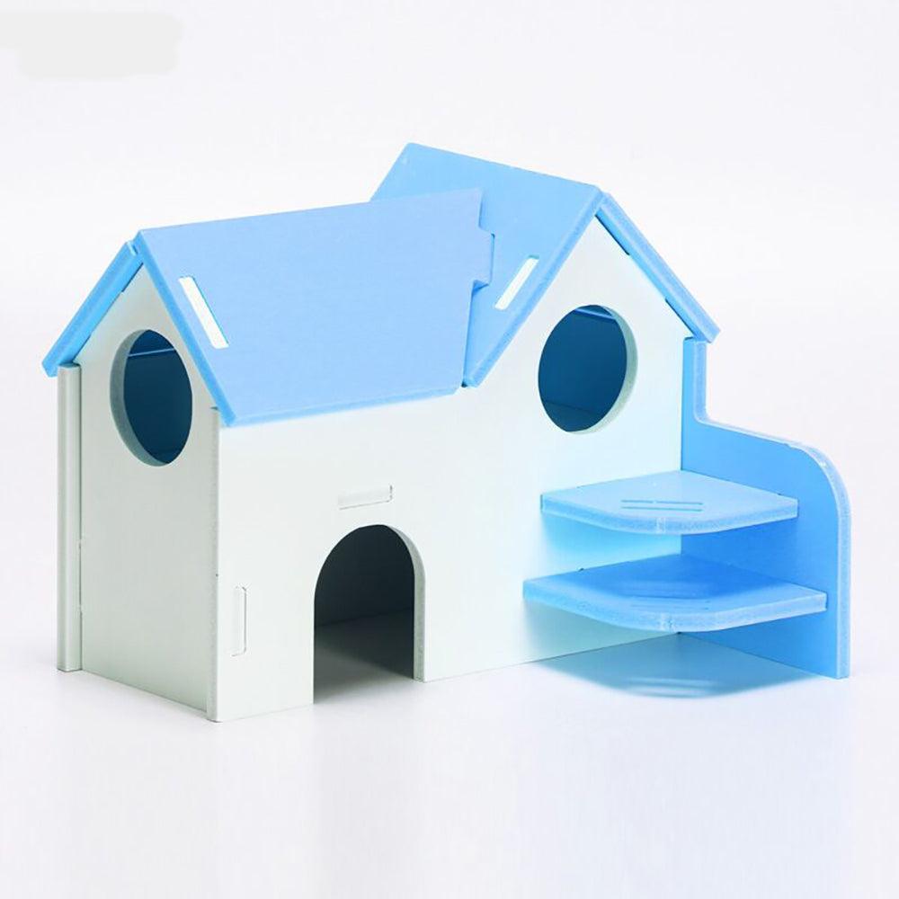 Colorful Double-Storey Hamster Sleeping Nest: A Stylish Wooden Villa Toy For Small Pets-21