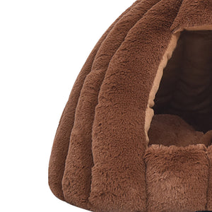 Cat Castle Igloo Round Nest Cave Brown-4