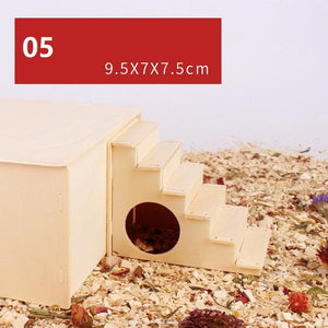 Natural Wood Hamster Playground Swing Fence Toy-8