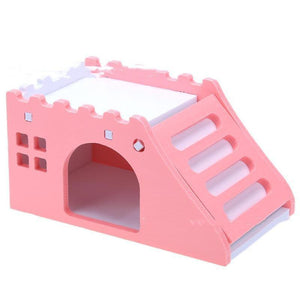 Colorful Wooden Hamster Sleeping Nest With Slide Toy And Small Bed-3