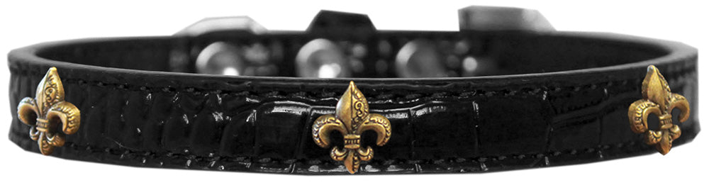 Dog, Puppy & Pet Designer Croc Widget Collar, "Bronze Fleur De Lis"-5