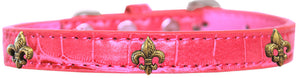 Dog, Puppy & Pet Designer Croc Widget Collar, "Bronze Fleur De Lis"-7